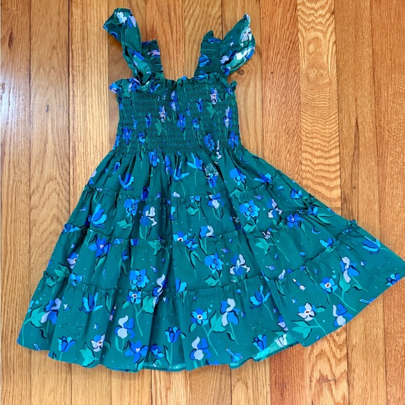 Hill House Green and Blue Floral Kids Dress